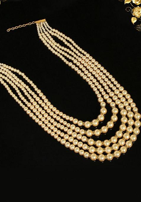 Gold Bead Long Necklace