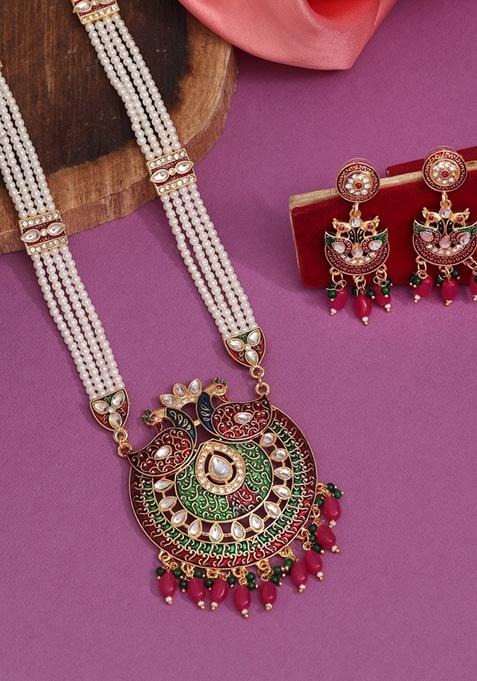 Multicolour Rajputi Rani Haar Necklace Set