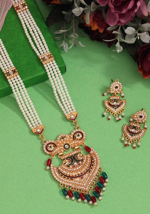 Multicolour Rajputi Rani Haar Necklace Set