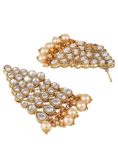 Gold Plated Kundan Necklace Set With Maang Tikka