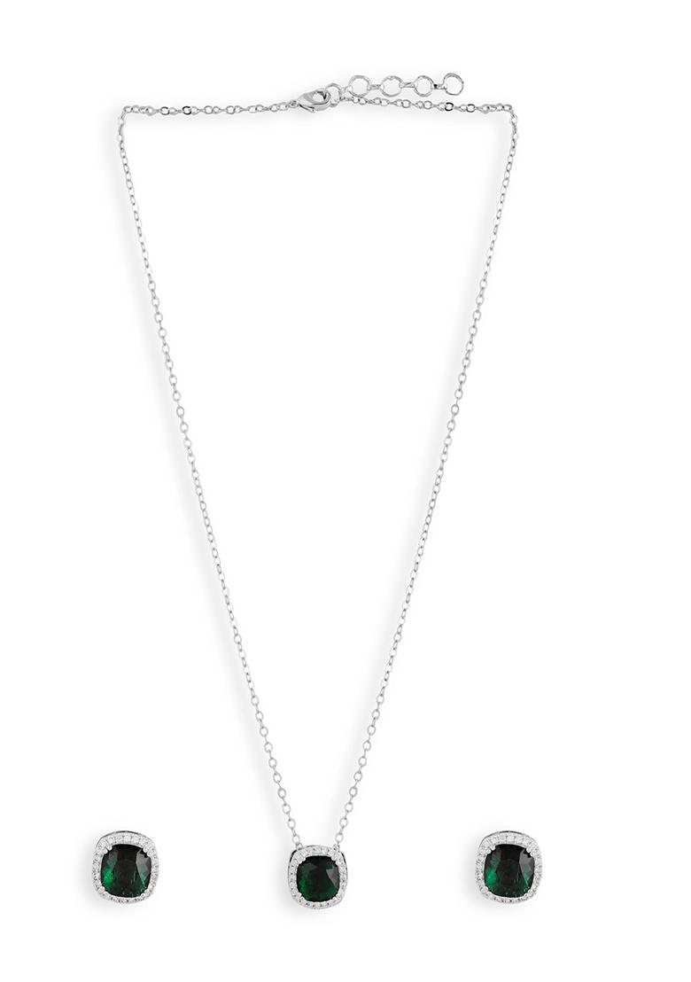 Gold Plated Cubic Zircon American Diamond Necklace - Indya