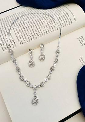 Gold Plated Cubic Zircon American Diamond Necklace Set