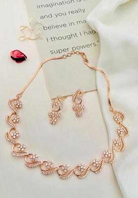 Gold Plated Cubic Zircon American Diamond Necklace Set