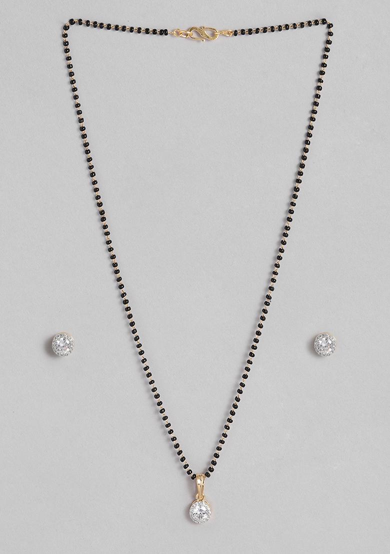 Gold Plated Cubic Zircon American Diamond Necklace - Indya