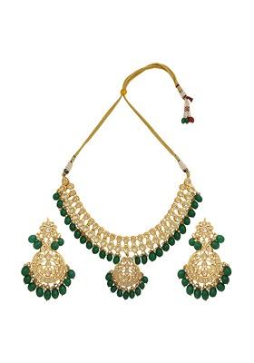 Green Kundan Meenakari Work Necklace Set