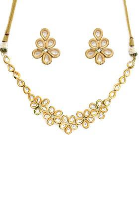 Golden Kundan Meenakari Work Necklace Set