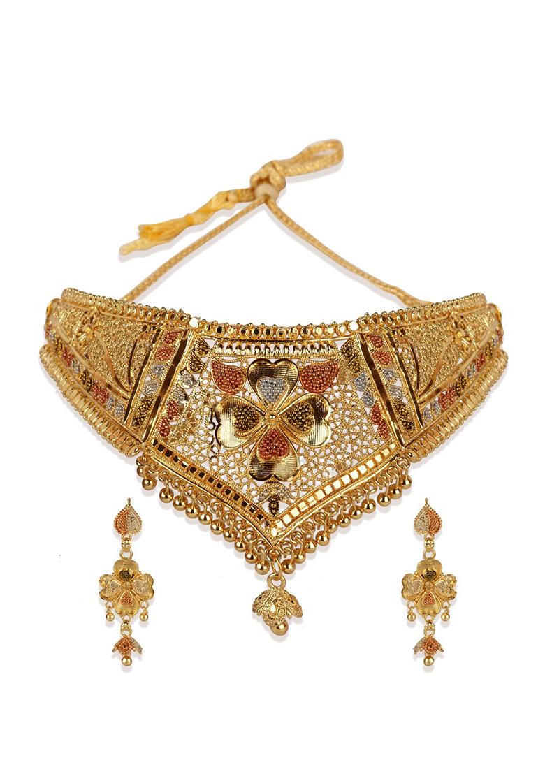 Gold Plated Bead Necklace Set - Indya