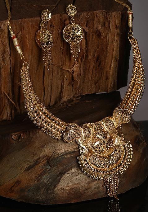 Gold Plated Bead Necklace Set