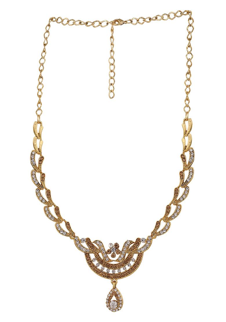 Gold Plated Artificial Stone Necklace Set - Indya