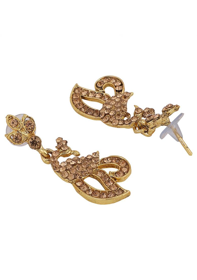 Gold Plated Artificial Stone Necklace Set With Maang Tikka