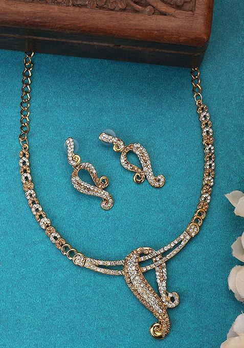 Gold Plated Cubic Zirconia Necklace Set