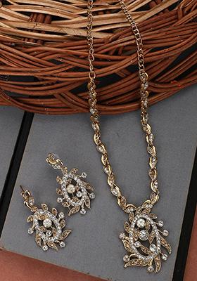 Gold Plated Cubic Zirconia Necklace Set