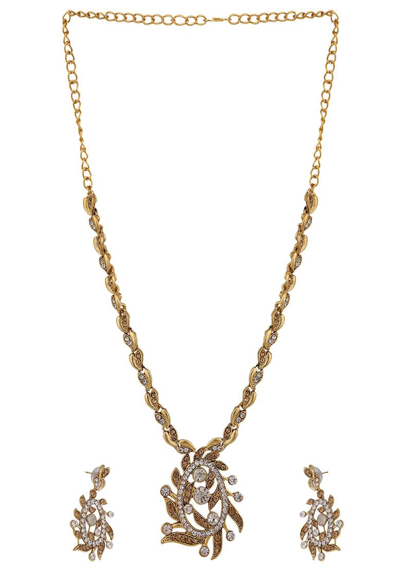 Gold Plated Cubic Zirconia Necklace Set - Indya
