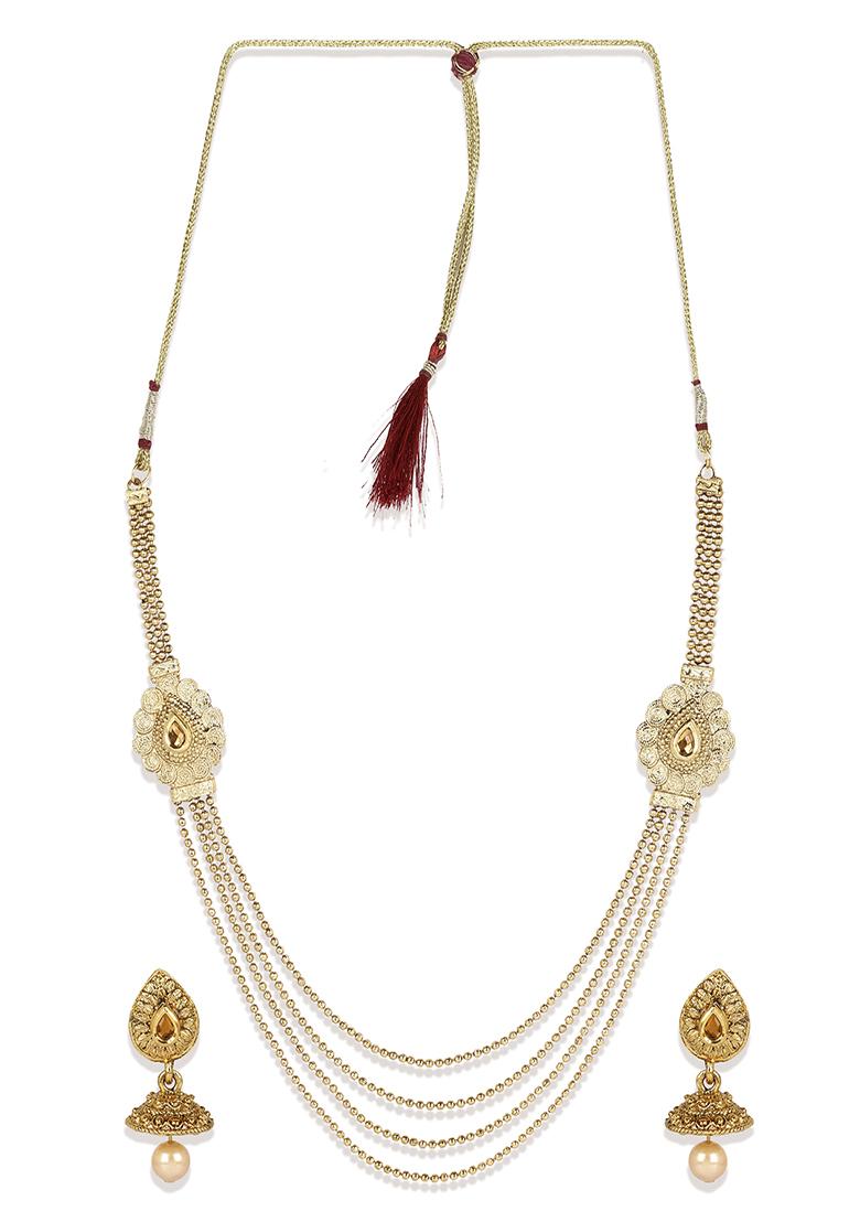 Gold Plated Cubic Zirconia Necklace Set - Indya