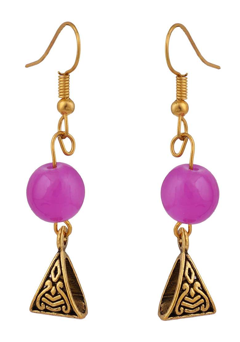 Pink Gold Plated Bead Necklace Set - Indya