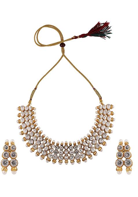 White Gold Plated Cubic Zirconia Necklace Set