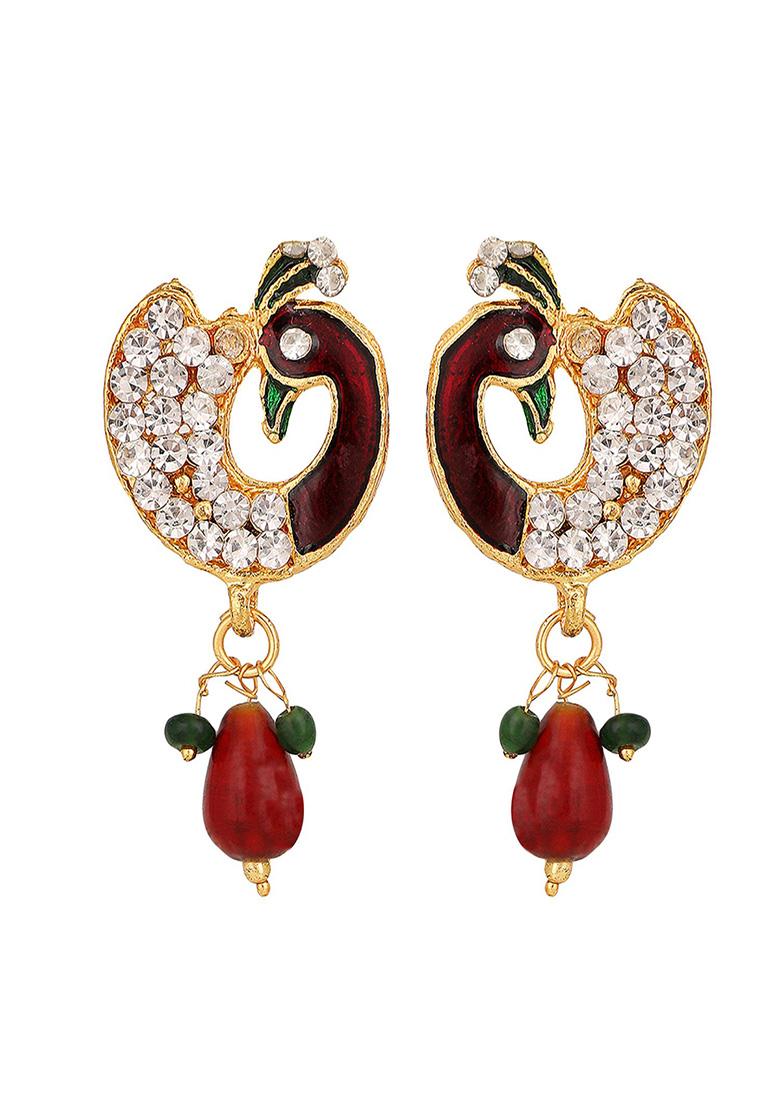 Multicolour Gold Plated Cubic Zirconia Necklace Set - Indya