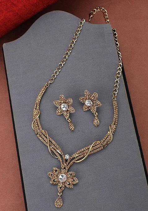 Gold Plated Cubic Zirconia Necklace Set