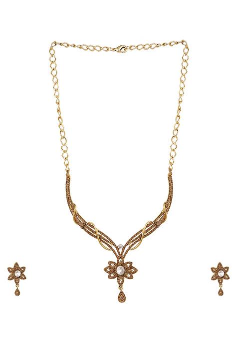 Gold Plated Cubic Zirconia Necklace Set