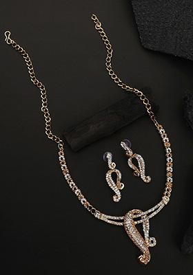 White Gold Plated Cubic Zirconia Necklace Set