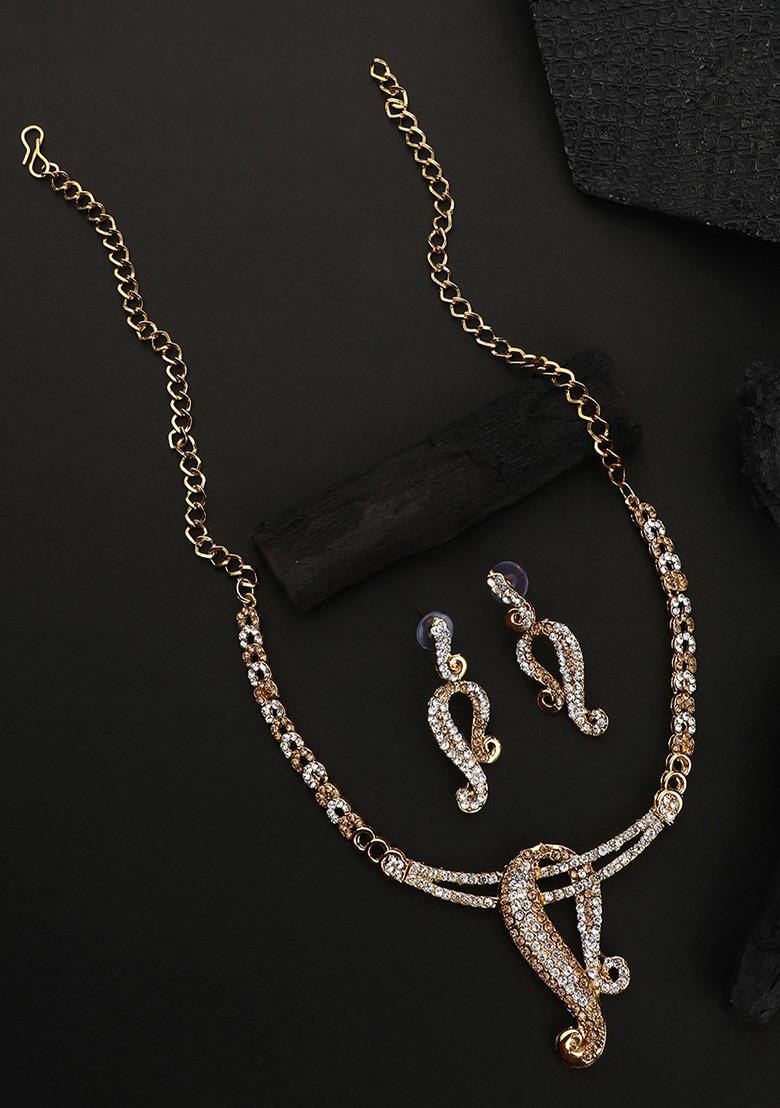 White Gold Plated Cubic Zirconia Necklace Set