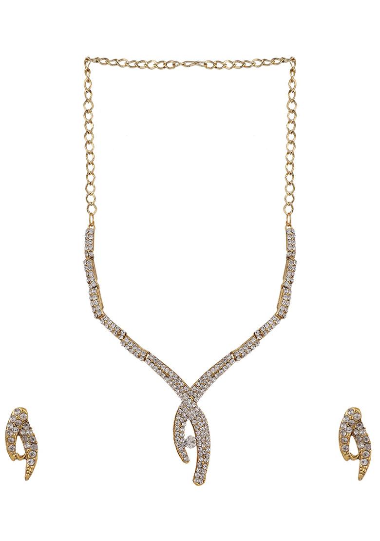 White Gold Plated Cubic Zirconia Necklace Set