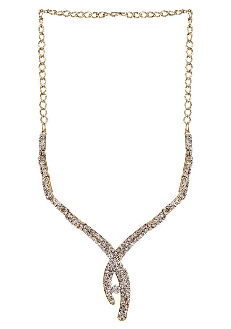 White Gold Plated Cubic Zirconia Necklace Set