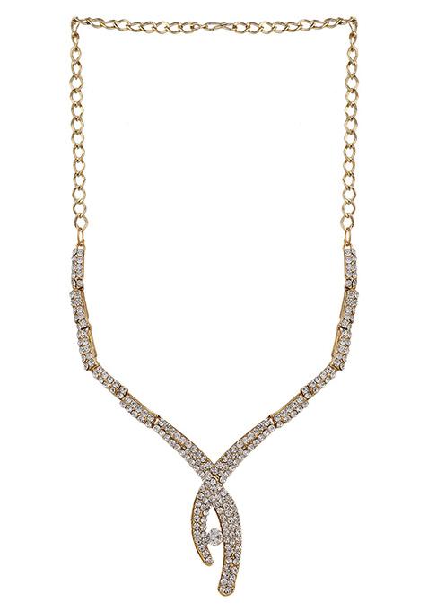 White Gold Plated Cubic Zirconia Necklace Set