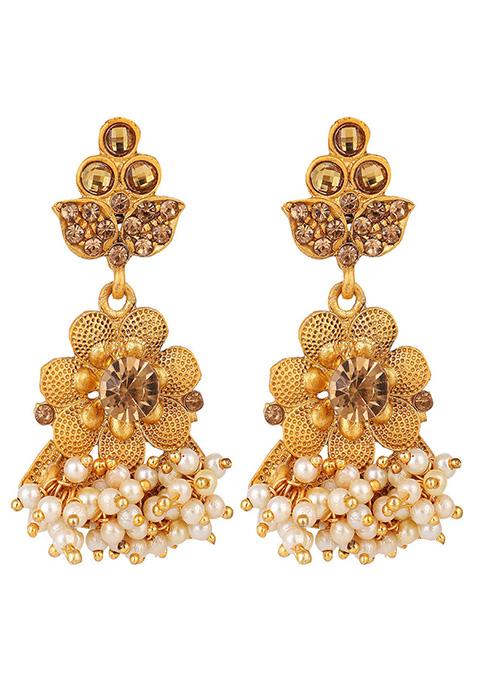 Gold Plated Artificial Stone And Bead Necklace Set With Maang Tikka