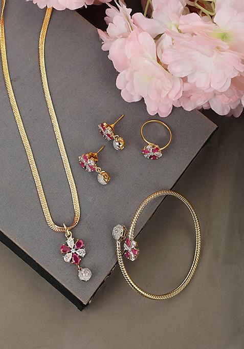 Multicolour Gold Plated Pearl Necklace Set