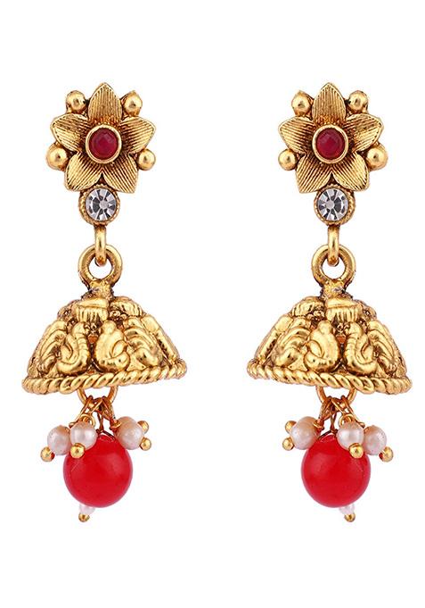 Multicolour Gold Plated Artificial Stone And Bead Necklace Set