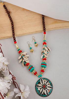 Multicolour Gold Plated Bead Necklace Set