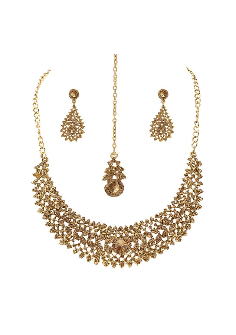 Traditional Stone Studded And Gold Plated Heavy Jewellery Set