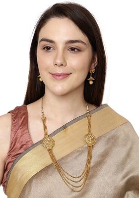 Gold Plated Multi Layered Brooch South Indian Jewellery Set