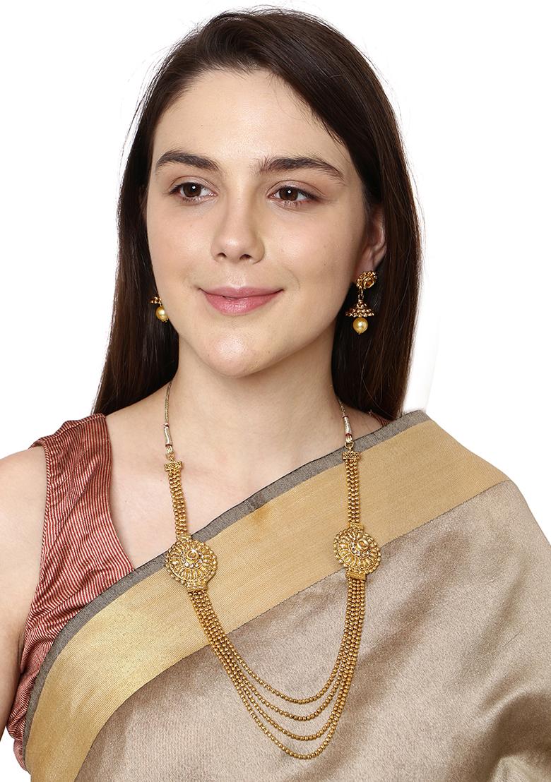 Gold Plated Multi Layered Brooch South Indian Jewellery Set