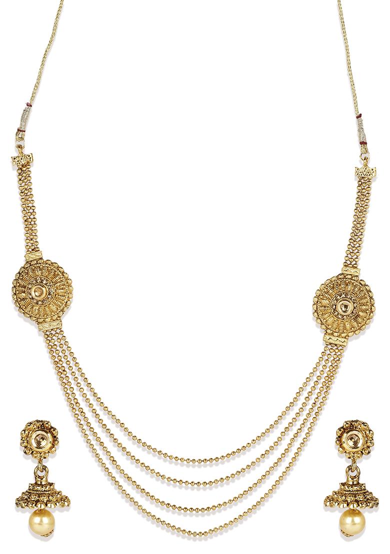 Gold Plated Multi Layered Brooch South Indian Jewellery Set