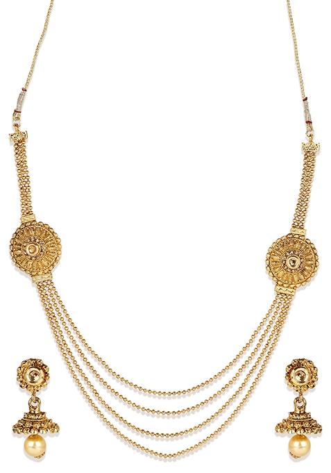 Gold Plated Multi Layered Brooch South Indian Jewellery Set