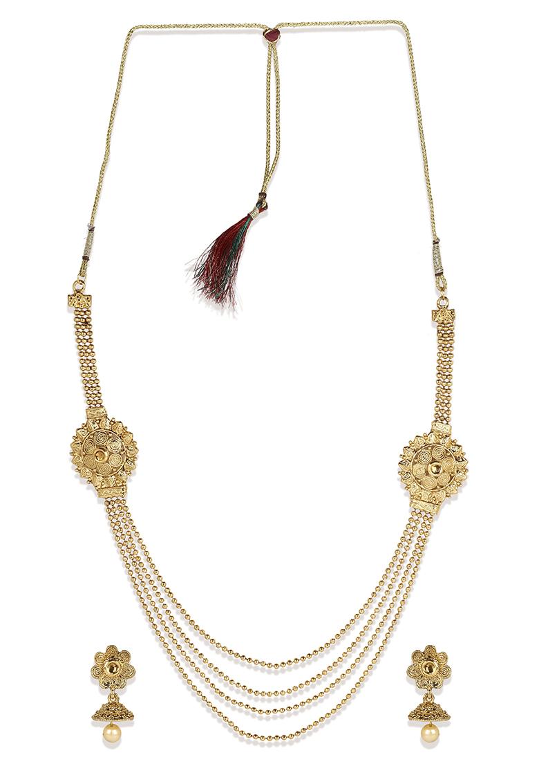 Gold Plated Multi Layered Brooch South Indian Jewellery Set