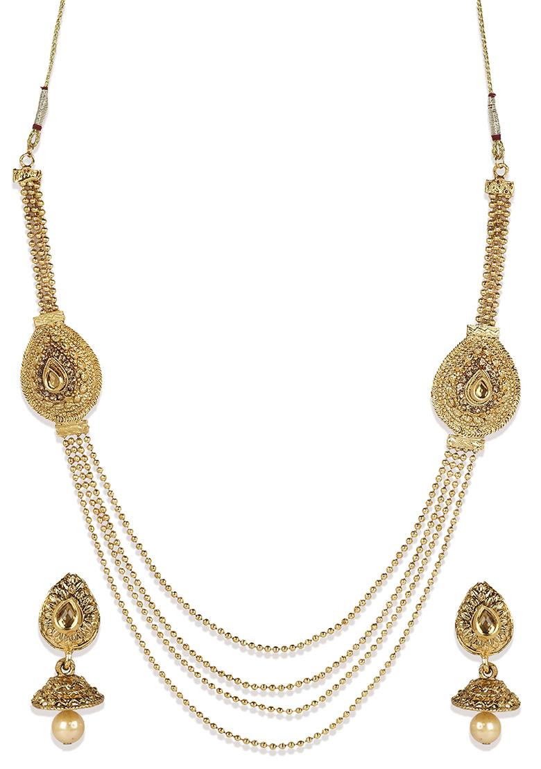 Gold Plated Multi Layered Brooch South Indian Jewellery Set