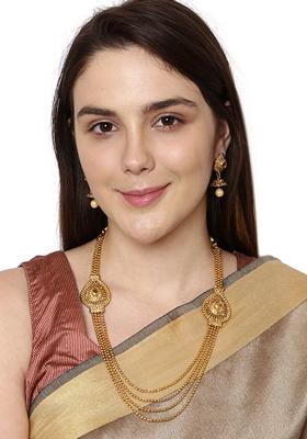 Gold Plated Multi Layered Brooch South Indian Jewellery Set