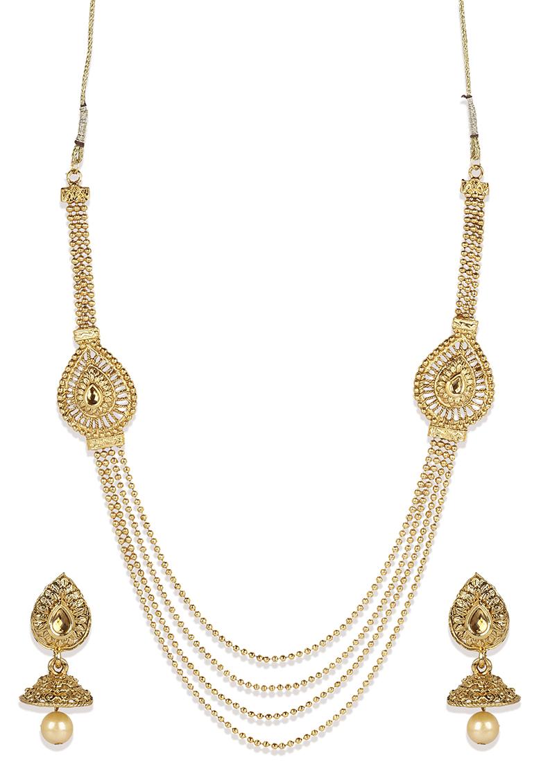 Gold Plated Multi Layered Brooch South Indian Jewellery Set