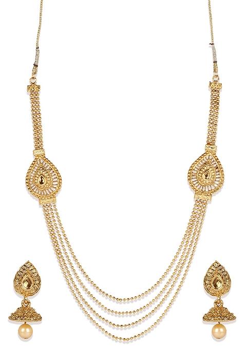 Gold Plated Multi Layered Brooch South Indian Jewellery Set