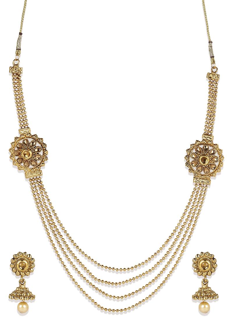 Gold Plated Multi Layered Brooch South Indian Jewellery Set