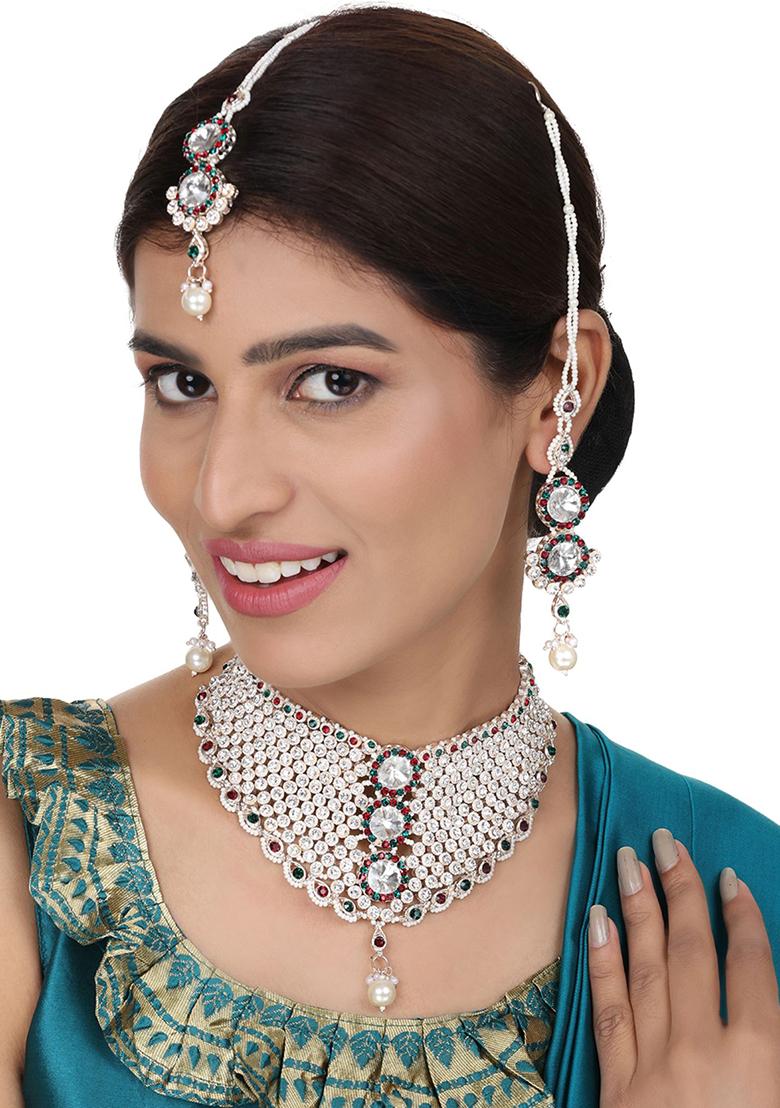 Brass Multi Color Jewelry Set  A Symphony Of Elegance - Indya