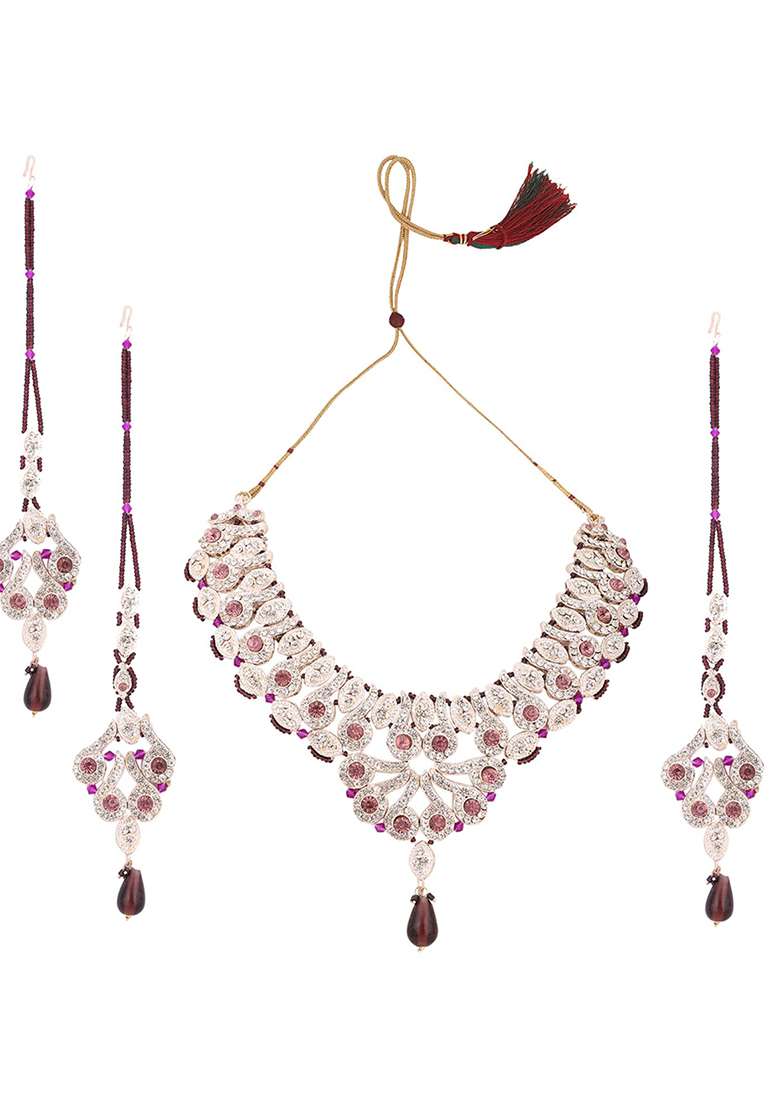 Brass Pink Jewelry Set  Timeless Beauty In Blushing Pink - Indya