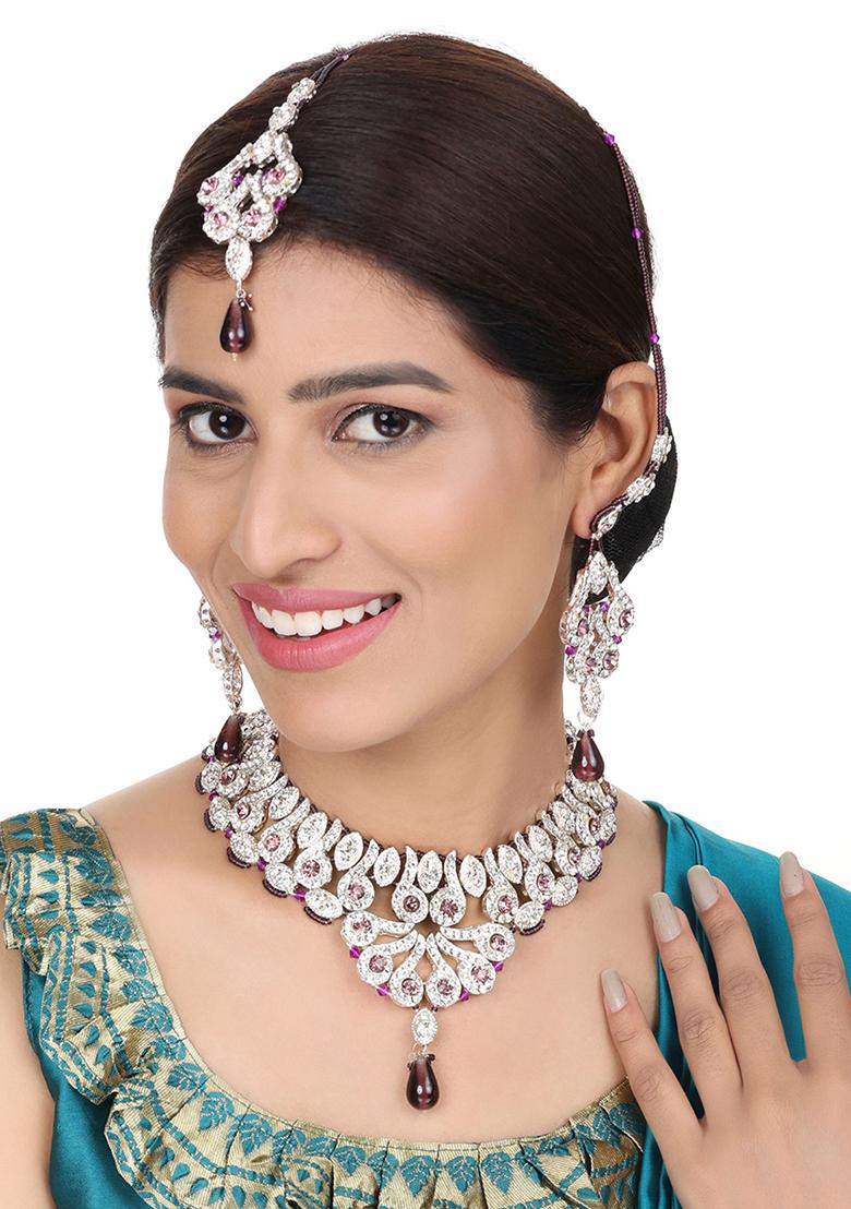 Brass Pink Jewelry Set  Timeless Beauty In Blushing Pink - Indya