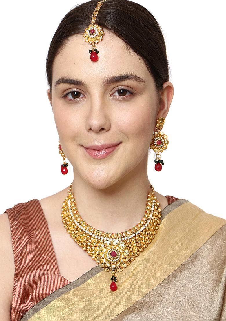 Traditional Gold Plated Heavy Golden Jewellery Set