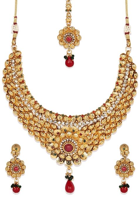 Traditional Gold Plated Heavy Golden Jewellery Set