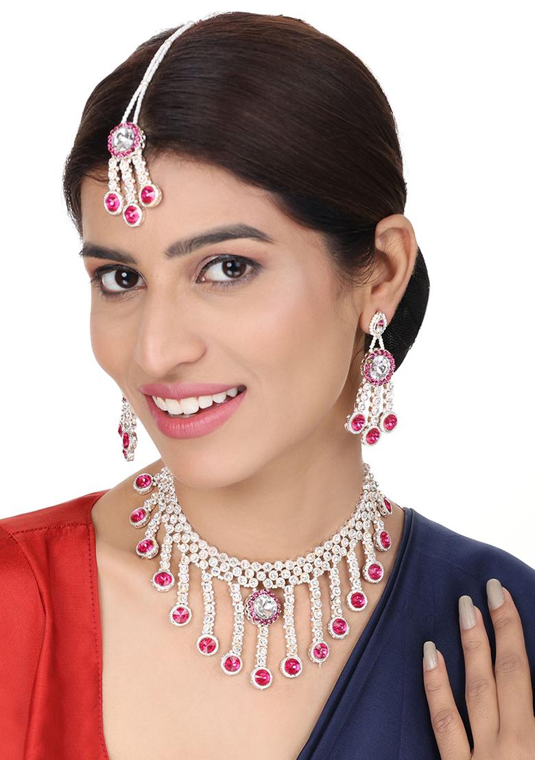 Brass Pink Jewelry Set  Timeless Elegance In Blushing Pink