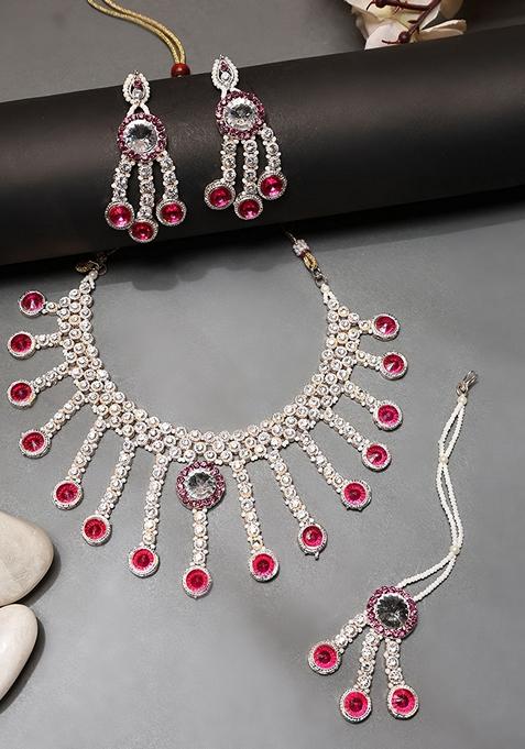 Brass Pink Jewelry Set  Timeless Elegance In Blushing Pink